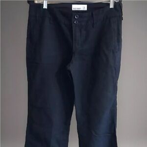 Old Navy Black Mid-Rise Cropped Linen-Blend Pants size 4 Double Button.